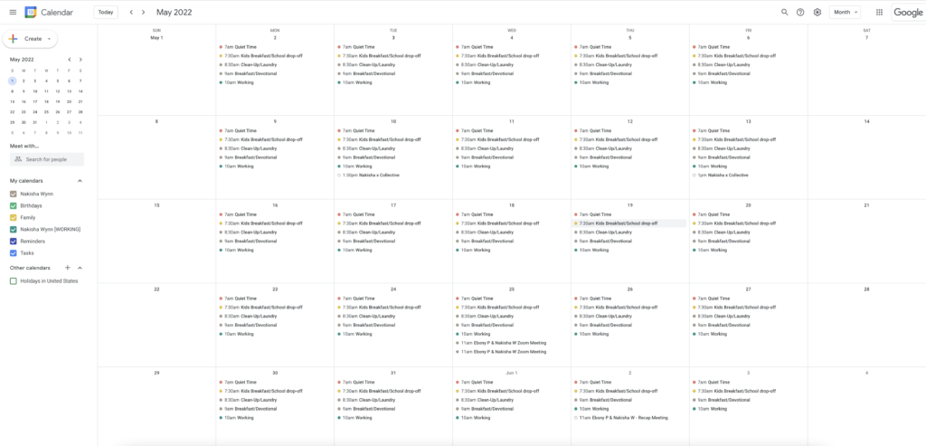 time management calendar